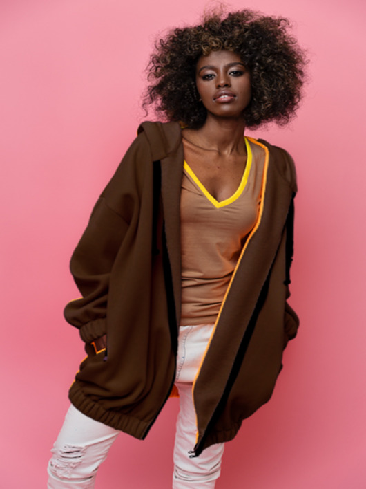 bluzy męskie Brązowe hoodie oversize