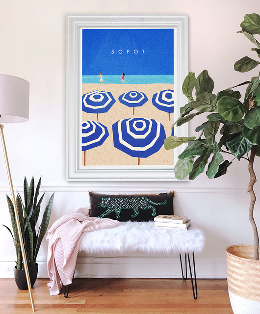 plakaty Plakat Sopot - plaża z parasolkami