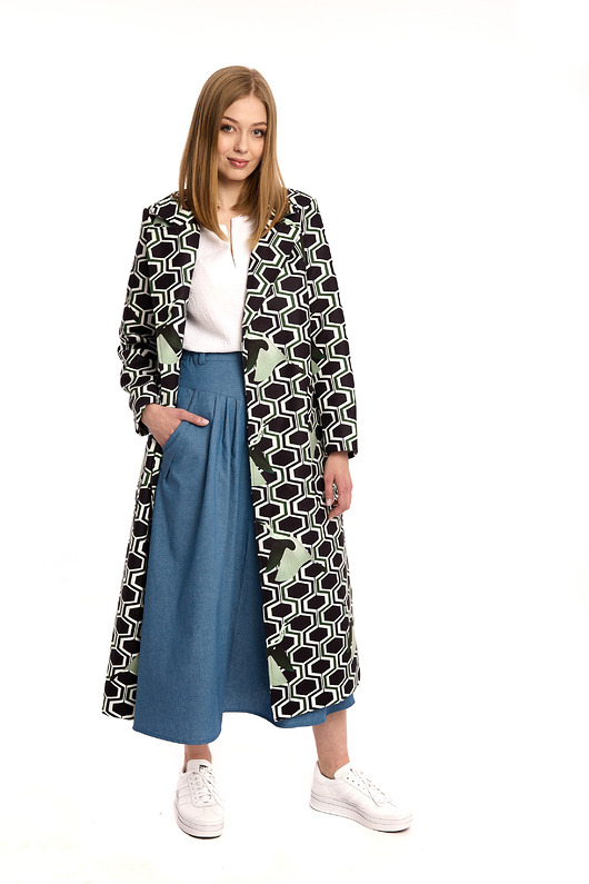 płaszcze damskie Płaszcz  Trench Airone - Autorski Print w Klasycznym Wydaniu