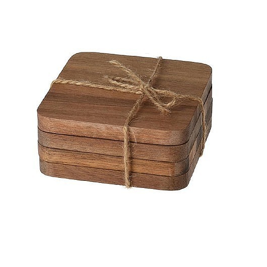 podkładki do kuchni Podkładka Drewniana na Stół 4 szt. Podstawki pod Szklanki Wood