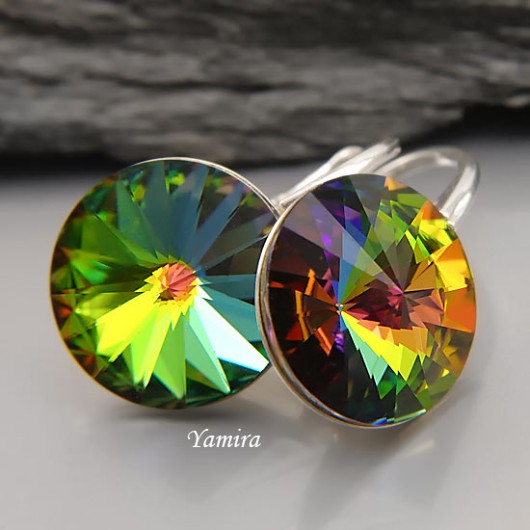 Kryształ Swarovski Rivoli Vitrail Medium 12mm kolczyki yamira