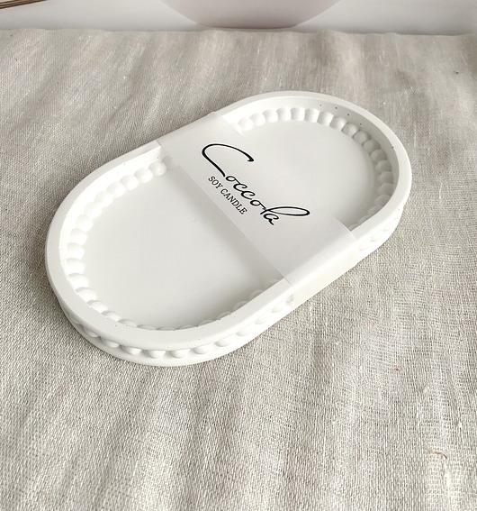 świeczniki i świece Podstawka/ taca dekoracyjna z gipsu 200x120mm