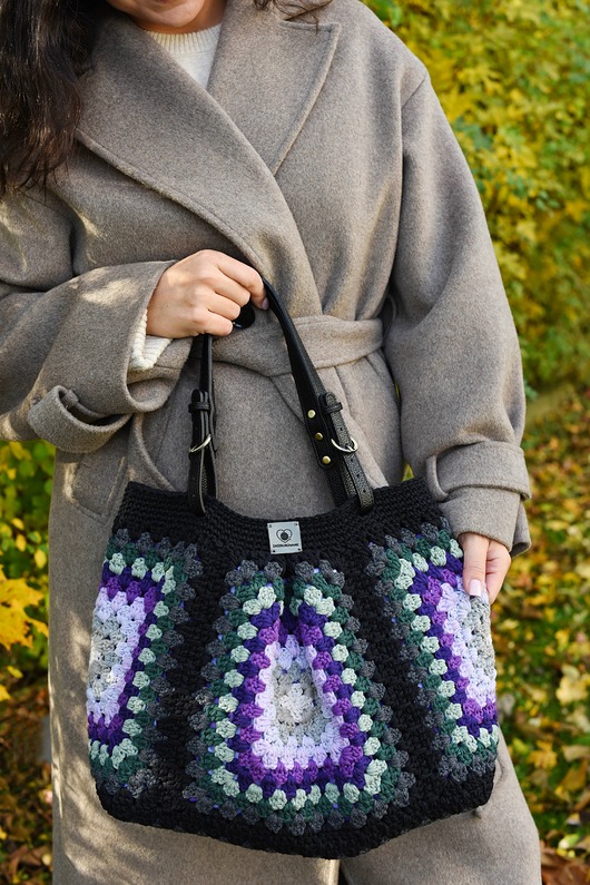 torby na ramię Duża torebka na szydełku granny square