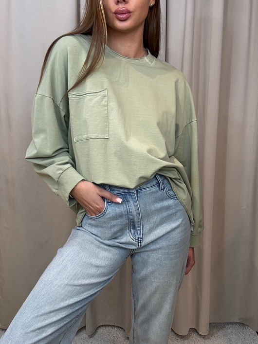 bluza bez kaptura damska Bawełniana bluza Matcha