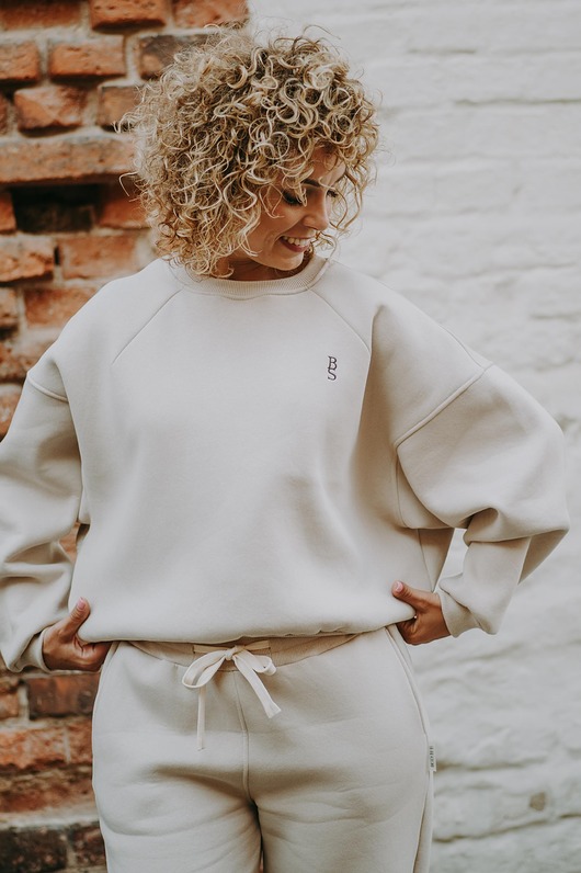 bluza bez kaptura damska Bluza Basic oversize beżowa
