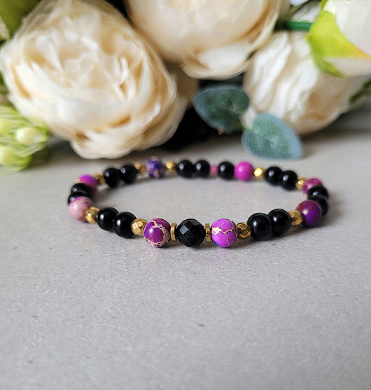 bransoletki z kamieni naturalnych Pozytywne myśli-Turmalin i Jaspis Cesarski