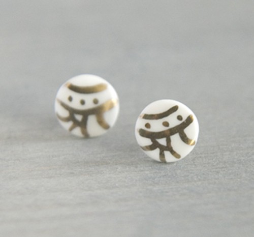 Kolczyki z oryginalnymi ceramicznymi oczkami. imkadesign