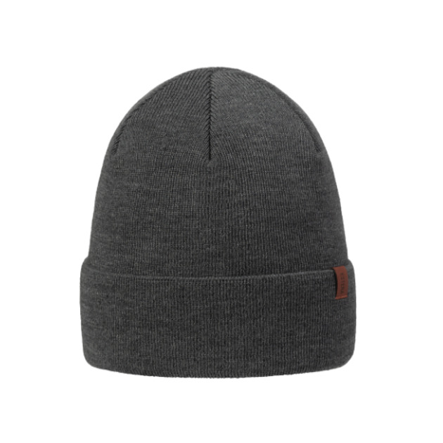 czapki damskie Wełniana szara czapka 100% merino wool, gładka