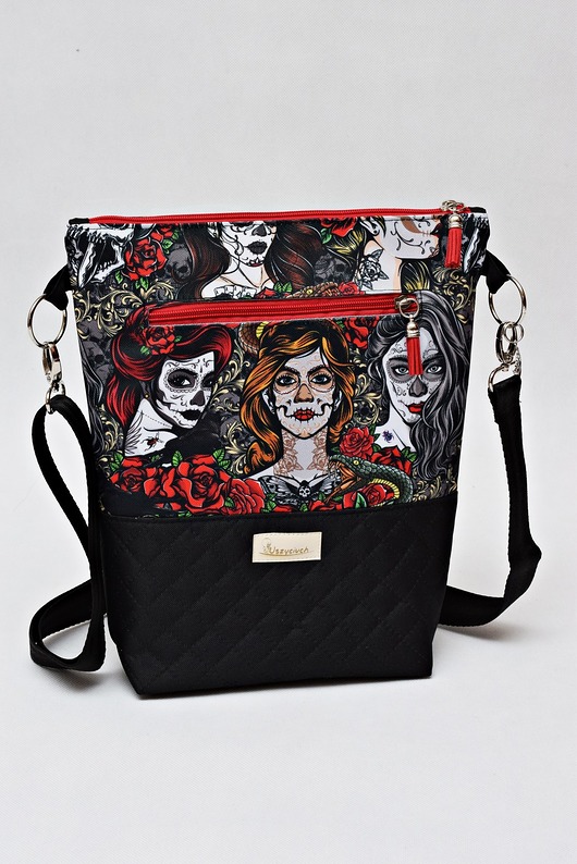 Torebka listonoszka mała wodoodporna sugar skull Uszyciuch