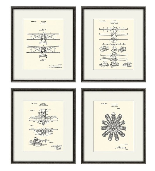 grafiki i ilustracje Rysunek patent samolot lotnictwo vintage prezent