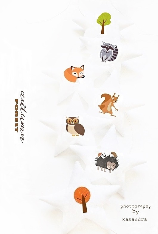 karuzele i girlandy do łóżeczka AUTUMN ANIMALS - girlanda JESIENNE ZWIERZĘTA