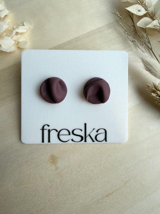 kolczyki z masy plastycznej Kolczyki Fabric -  przygaszony ciemny fiolet