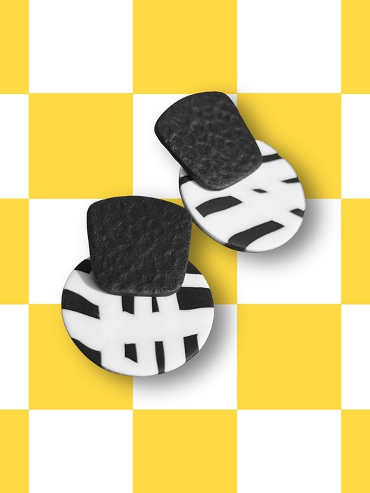 kolczyki z masy plastycznej Kolczyki koła black&white