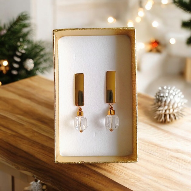 kolczyki z kamieniami Kolczyki kryształowe : kryształ górski : eleganckie sztyfty