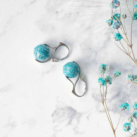 kolczyki srebrne BLUE ANTIQUA - UNIKATOWE kolczyki srebrne