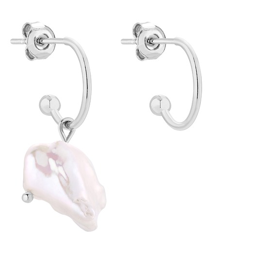 kolczyki srebrne Srebrne asymetryczne kolczyki z naturalną perłą