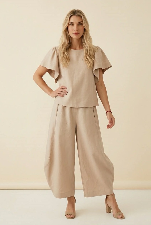 komplety damskie Denim Jeans Beż komplet set SerenaMauii