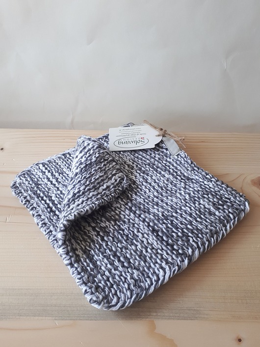 obrusy i serwetki Łapki kuchenne zestaw  melanż czarno biały