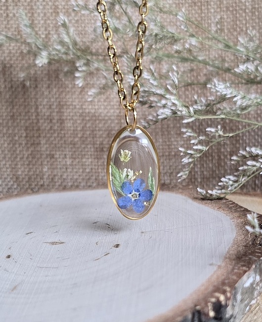 wisiory Wieczne kwiaty prawdziwe kwiaty wisiorek niezapominajka