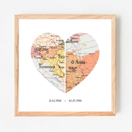 plakaty Plakat Personalizowana mapa serce  2 lokalizacje