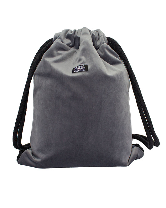 Welurowy worek plecak szary sacky bag