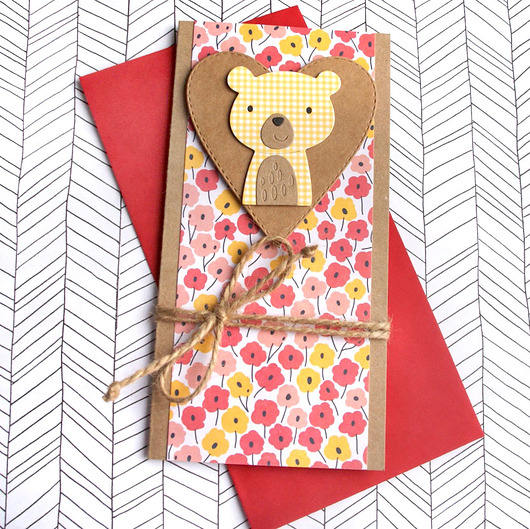 kartki scrapbooking MIŚ kwiatuszek