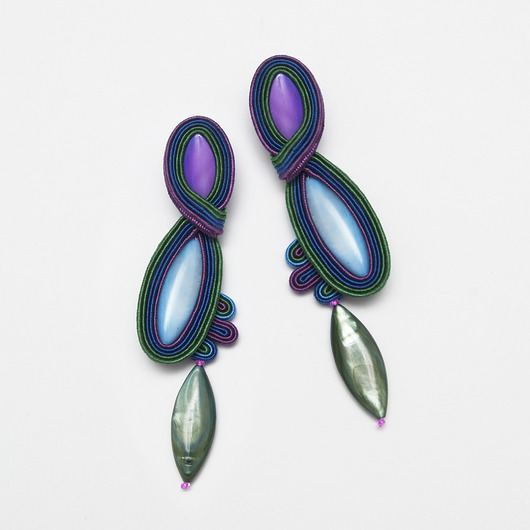 kolczyki soutache Kolczyki loście - długie, tropikalne