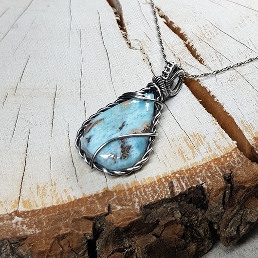 srebrne naszyjniki Larimar s152