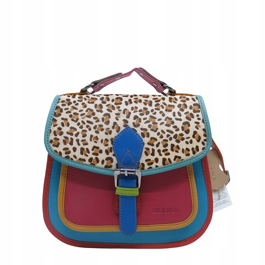 torby na ramię Torebka damska kolorowa skórzana skóra naturalna rączka pasek OLIVKA