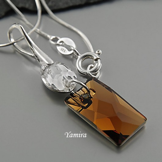 kryształ Swarovski Smoked Topaz Crystal - wisiorek yamira