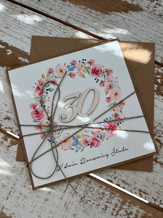 kartki scrapbooking Wyjątkowa kartka ręcznie robiona z okazji 30 rocznicy ślubu