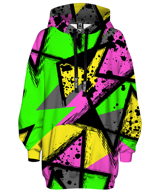 bluza z kapturem damska Bluza Oversize Tunika DR.CROW Abstract Geometric