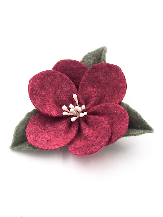 spinki i klamry do włosów Spinka do włosów kwiatek z filcu ruby red