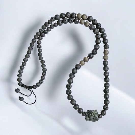 biżuteria męska UNIKAT : AZURYT, piryt, lawa : półdługi naszyjnik męski