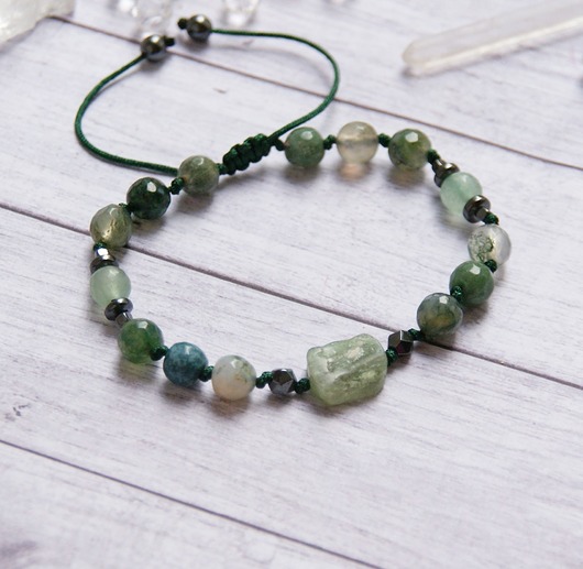 bransoletki z kamieni naturalnych Amulet - LAS vol.2 - kyanit, agat mszysty