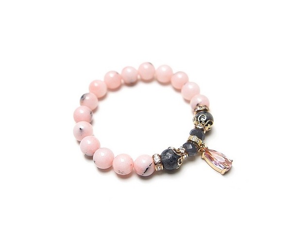 bransoletki z kamieni naturalnych Kolekcja Rich - Opal pink /glamour/ - bransoletka