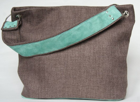Torba worek brąz z morską zielenią Balik Hand Made