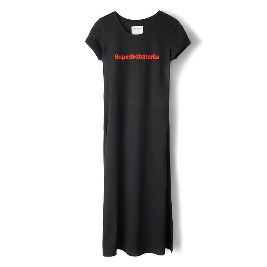 Long T-shirt czarny Superbohaterka ANIMUSH