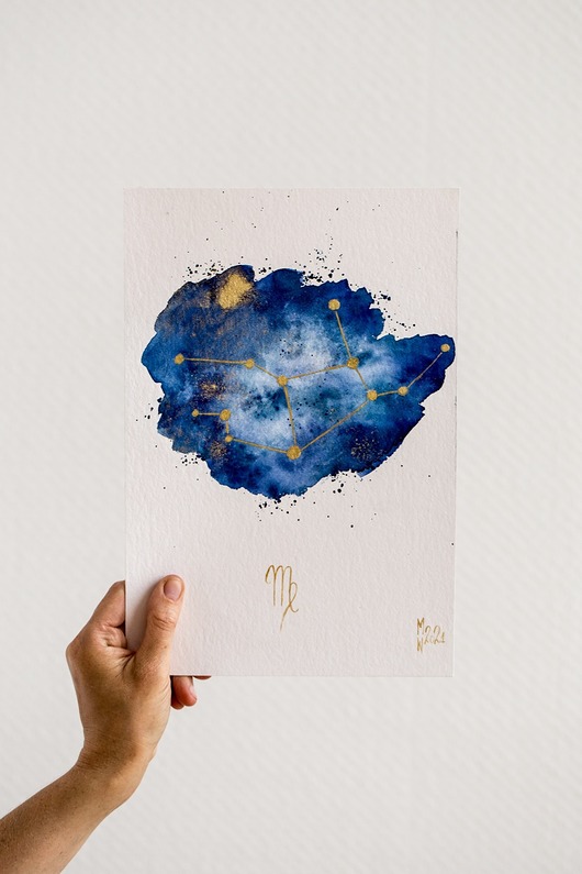 grafiki i ilustracje Gwiazdozbiór Panny Znak Zodiaku PANNA Plakat