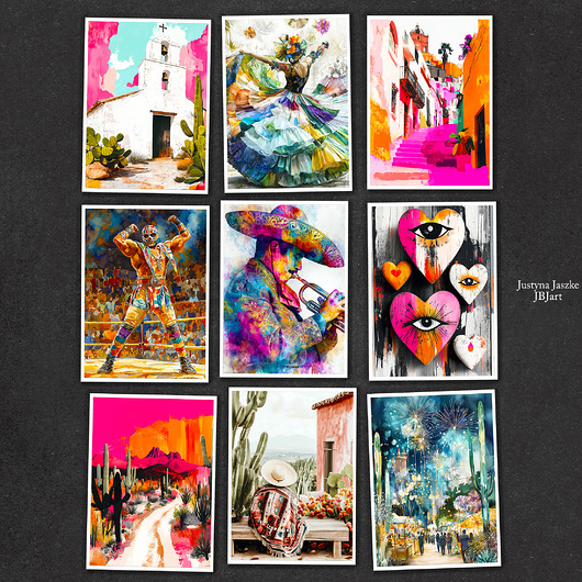 grafiki i ilustracje Meksykański Sen - zestaw 9 grafik