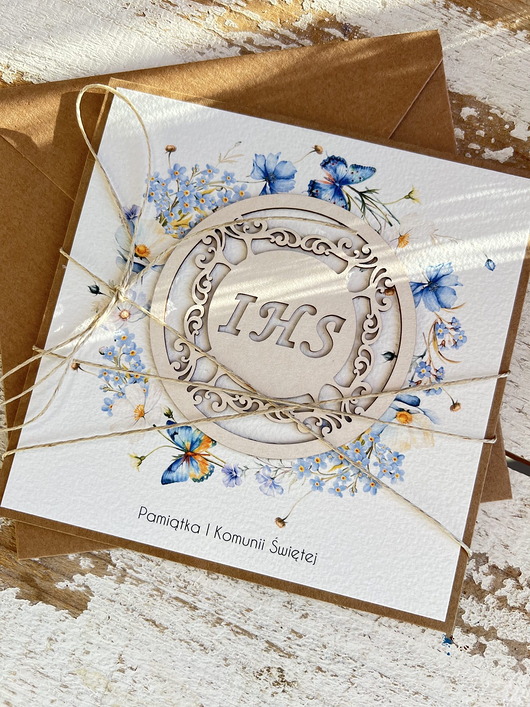 kartki na komunię Kartka na komunię - pamiątka komunii ręcznie robiona