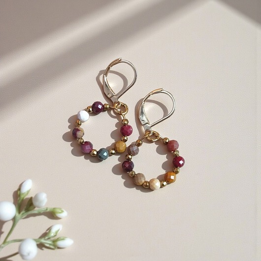 kolczyki z kamieniami Kolczyki : mokait : wianki : delikatne