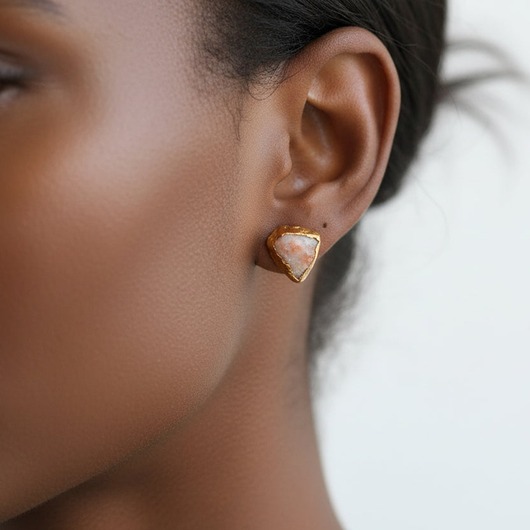 kolczyki pozłacane Kolczyki Sztyfty Kamień Słoneczny