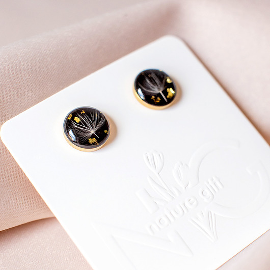 kolczyki z żywicy Kolczyki sztyfty z rzęsek dmuchawca