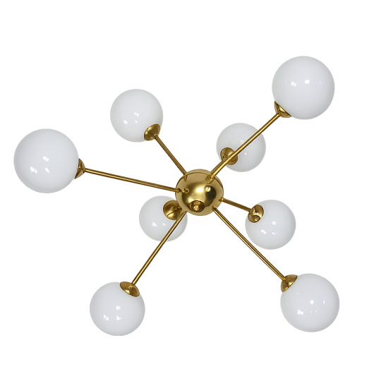lampy wiszące Żyrandol Sputnik lata 60. Mosiądz i szkło 8x E14 Vintage