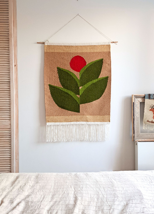 Ozdoby na ścianę Ręcznie tkany kilim - wełniana makatka - JAGODA