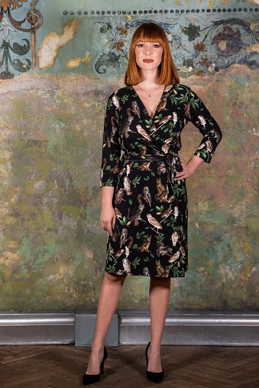 sukienki midi damskie Sukienka Julia w sowy