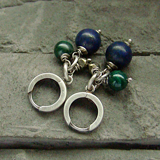 Kolczyki Lapis, malachit, piryt RayOfArt
