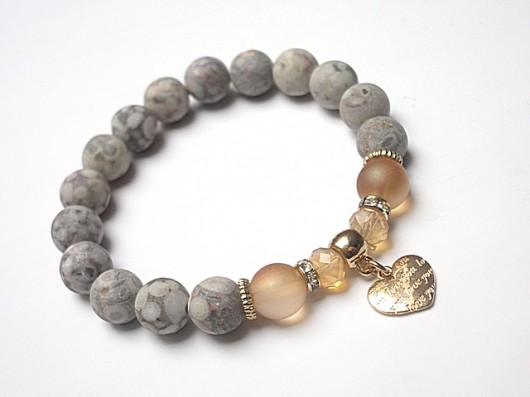 Grey and peach heart /27.10.15/ KiKa pracownia