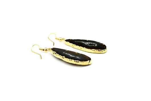 Earrings Plastry Geody Agatu złoto Brazi Druse Jewelry